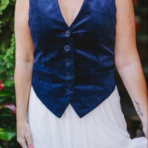 Navy Button Down Corduroy Vest